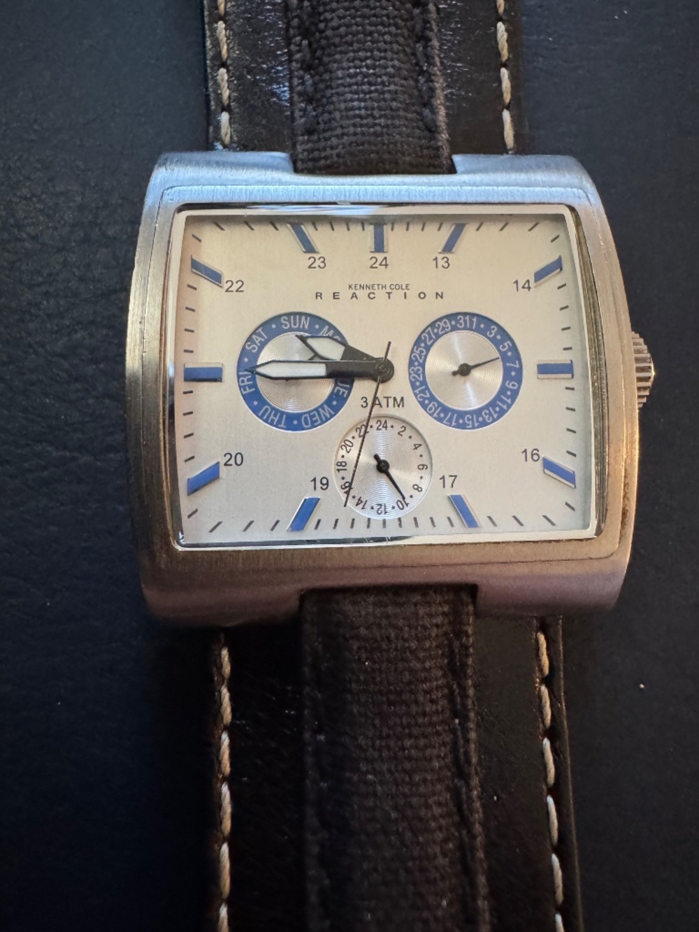 Kenneth Cole Reaction Men’s Rectangular Watch – Silver Dial, Multifunction, Work - Picture 5 of 12